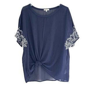 Democracy Navy Sheer Blouse